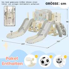 Große 7-in-1-Spielanlage für Kinder mit Rutsche, Schaukel, Kletterplattform, praktischem Unterschrank, Lochbohrspiel, Basketballkorb & Treppe - Premium-Spielgerät aus hochwertigem Polyethylen (HDPE) für Garten, Terrasse oder Indoor | Sicher & stabil | Ozeanball nicht enthalten