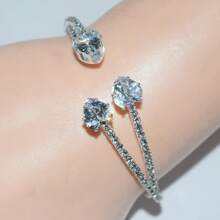 1pc Heart Shaped Zirconia & Rhinestone Wrap Bangle Bracelet