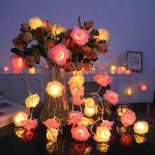 Mẫu mới, Đèn LED, Dây đèn lồng hoa hồng thật, Đèn nhỏ nhiều màu, Ngày lễ tình nhân, Đám cưới, Lời cầu hôn lãng mạn, Đèn trang trí tỏ tình - Dây đèn hoa hồng - Xem 2