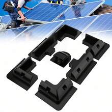 Solarpanel Halterung I witterungsbeständige Solarmodul Halterung aus ABS-Kunststoff I Solar Eckhalterung I Halterung für Solarmodule in schwarz I Solarpanel Montageset - Schwarz - Übersicht 3