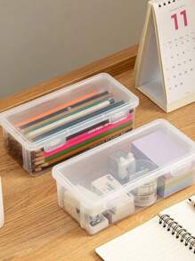 Desktop Ultra Large Capacity Transparent Storage Box, Colored Pen, Pencil Drawing Pen Holder, Student Stationery Box, Creative And Simple Pencil Box, Pen Box, Desktop Essential Storage Artifact