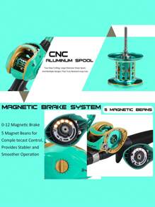 SOUGAYILANG CASTING COMBO SET: 7.2:1 High-Speed Baitcasting Reel (17+1 BB, CNC Aluminum Spool, 5+1 Magnetic Brake) + 30T Carbon Matrix Casting Rod (4-Piece Travel Design, EVA Handle, ABS Reel Seat) - Back To School Fishing Gear For College/Teen Anglers - Multicolor - View 7