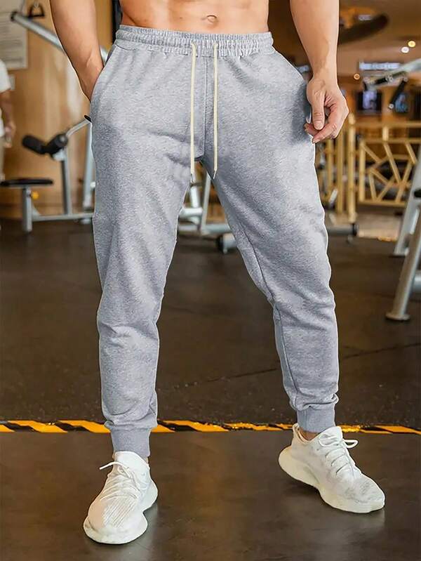 1 Stück Boyfriend-Stil Herren Lässig Laufhose, Fitnesshose mit Kordelzug für Fitness Workout Sportliche Trousers