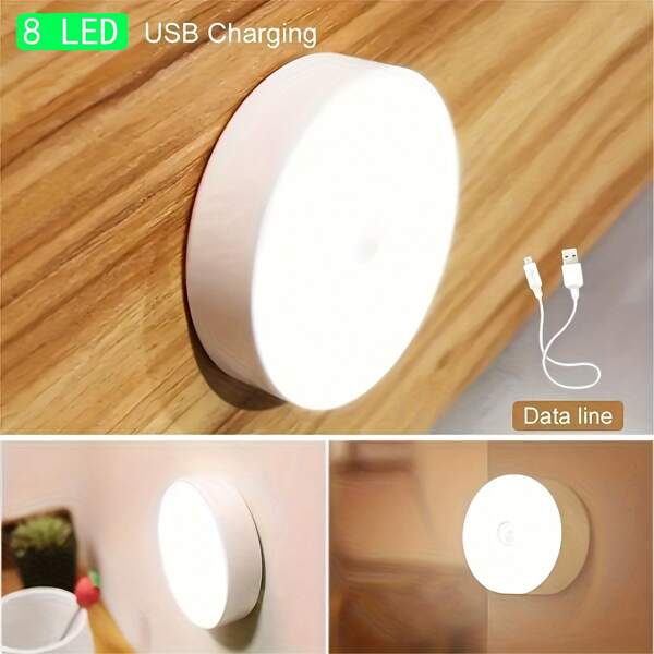 PHFRQ 1pc LED Night Light - USB Rechargeable, Auto On/Off - Ideal For Bedroom, Living Room, Hallway, Stairs, Bathroom And Closet Lighting