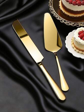 1pc/2pcs Stainless Steel Cake Spatula, Bread Knife, Dessert Knife, Wedding & Birthday Cake Spatula, Pizza Peel