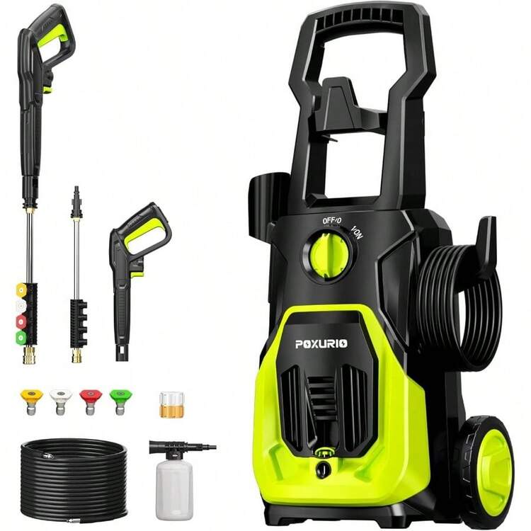 POXURIO Electric Pressure Washer, 4000PSI 2.8GPM Power Washer, 3 - In - 1 Self - Priming High Pressure Washer, For Cars, Patio, Deck - Yellow Green - 查看 1