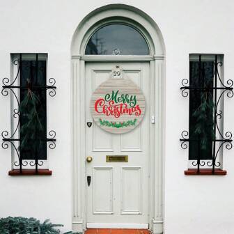 1 件 2025 圣诞装饰木质外观欢迎标志牌，红色和黑色格子，批发和可定制