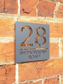 个性化亚克力门牌号 - 3D 镂空黑金定制地址牌，适用于住宅、公寓、商店 | 现代字体，防风雨，双面胶带易于安装 | 提升外观吸引力 - 黑與白 - 查看 4