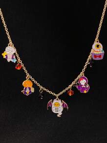 1 pieza Collar colgante de moda y creativo de estilo fronterizo de Halloween con diseños lindos de vendaje, calabaza, calavera, fantasma y helado