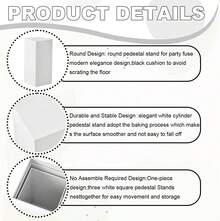 Vincidern 3PCS Metal Pedestal Stand For Party Supplies,White Metal Square Display Pedestal For Flowers,Sculptures,Wedding,Events,Cake Table Display Set,Party Decor - Màu be - Xem 4