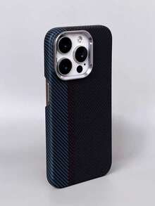 1pc Luxury Business Carbon Fiber Magnetic Phone Case Compatible With IPhone17 16 15 14 13 Pro Max Soft Back Cover - Black and Red - View 2