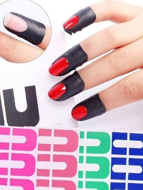 10 sztuk U-kształtne folie ochronne do lakieru do paznokci Jednorazowe naklejki zapobiegające przepełnieniu lakieru do paznokci, naklejki do zdobienia paznokci