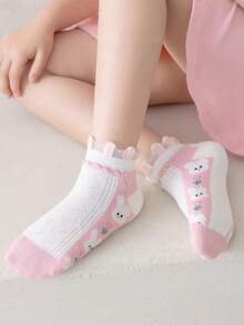 5 Paar Mädchen Dünne Knöchelsocken für Herbst - atmungsaktiv mit Cartoon Hasen Muster, leichte Socken für alle Jahreszeiten, Lässig Socken, lustige Socken