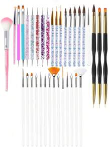 35/31pcs Professional Nail Art Brush Set - 3D Gel Brushes, Acrylic Brushes, Salon-Grade Nail Tools, Suitable For Home Manicure And Salon Use - Multicolor - View 13