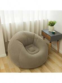 LIPETY Inflatable Flocked Spherical Sofa, Inflatable Lounger With Air Pump, Bean Bag For Adults, Foldable, Portable Inflatable Armchair For Cinema, Outdoor, Bedroom, Reading, Camping (Coffee) - 咖啡色 - 查看 9