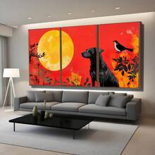 Quadro Decorativo Lua e Cão MDF Mosaico Sala Quarto Escritório Impressão Em Hd - Branco - Visão 2