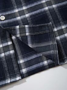 经典格子纽扣衬衫，休闲宽松男女通用长袖，适合春、夏、秋、冬 - 藍色 - 查看 7