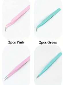 4-Piece Set Of Stainless Steel Tweezers, Jewelry Making Tools, Epoxy Resin Mold Tools, Color Tweezers Kit, Handmade Jewelry Accessory Color Scrapbook Tweezers, Straight And Curved Tweezers Are Suitable For DIY, Scrapbook, And Are Good Helpers For Beads And Delicate Projects. Guka Flower, Pink/Blue/Purple/Black - Màu xanh nhạt - Xem 7