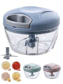 1pc Garlic Grinder Onion Chopper, Manual Food Processing Vegetable Chopper, Onion Cutter, Garlic Chopper, Manual Meat Grinder, Rotary Onion Crusher, Vegetable Cutter, Creative Fruit Grinder, Meat Chopper, Portable Hand Pull String Mincer Cutter