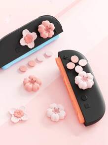 GeekShare Cute Cherry Blossom ABXY Button Caps And Directional Cross Keys Covers Compatible With Nintendo Switch 2/Switch/OLED Joy-Con, Not Compatible With Protective Case