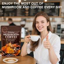 PSLALAE Mushroom Coffee - Reishi, Cordyceps, Energy, Mental Clarity, Focus Support, Memory Enhancement, Relieve Fatigue - 1 pack - 查看 6