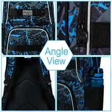 17 Inches Backpack For Boys Men, 3Pcs College Laptop Backpacks With Lunch Bag, Water Resistant Graffiti School Bookbag Set For Teens Students(Blue) - 藍色 - 查看 3