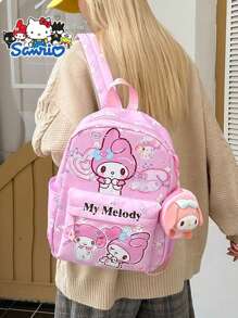 1pc Sanrio Hello Kitty, My Melody, Cinnamoroll Large Capacity Travel Backpack, Fashion Multifunctional Casual Bookbag, Nylon Material, Suitable For Daily Use, Travel, Campus, Outdoor, Ideal Gift Travel Essentials Holiday Vacation Duffle Bag Luggage Suitcase Travel Bag For Women - Multicolor - View 5