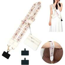 [Stylish Phone Lanyard] Adjustable Polyester Phone Lanyard With Zipper And Buckle | Stylish Crossbody Necklace Strap, Large Universal Shoulder Strap Replacement For Handbags, Wallet Phone Bag - trắng - Xem 2