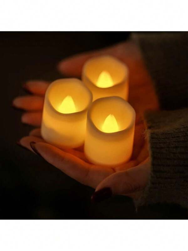 Kit 12 Velas LED Decorativas Amarelas Eletrônicas Sem Fumaça – Luz Suave Para Natal/ Dia dos Namorados/ Casamento e Festas Românticas