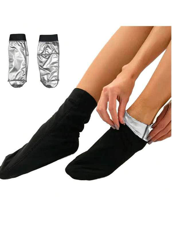 1 Pair PU Sports Sweat Absorbing Foot Sleeve, Sauna Sweat Absorbing Foot Protector, Moisturizing Smooth Coating, Sweat Inducing, Home Use