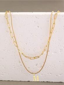 2 Pieces Fashionable And Elegant Golden Initial Necklace Chic A-Z 26-Letter Pendant Necklace For Women With Multiple Layers Suitable For Daily Use Or As Gifts On Special Occasions
