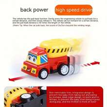 3/6/12 件卡通贴纸组装迷你工程车 - 耐用的塑料建筑卡车和汽车，友好的面孔，易于拉出的动作 - 非常适合生日和圣诞节礼物、节日礼物、生日礼物、课堂奖品，有趣的设计，精湛的工艺[颜色和款式随机]