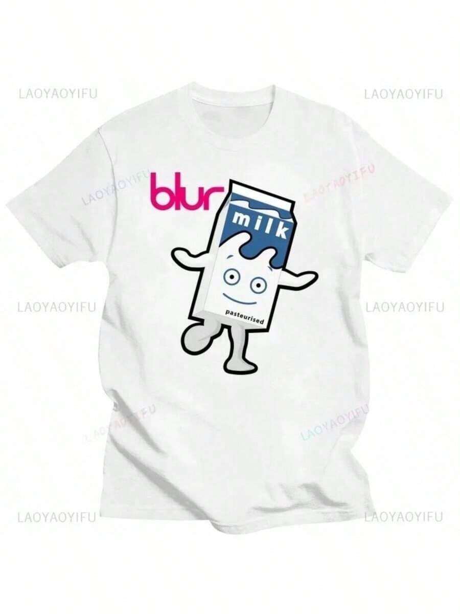Blur Britpop Band Coffee And Tv Milk Band Concert Tour Printed T Shirt Summer Streetwear Casual O-Neck In Fashion Unique Tshirt - 白色 - 查看 1