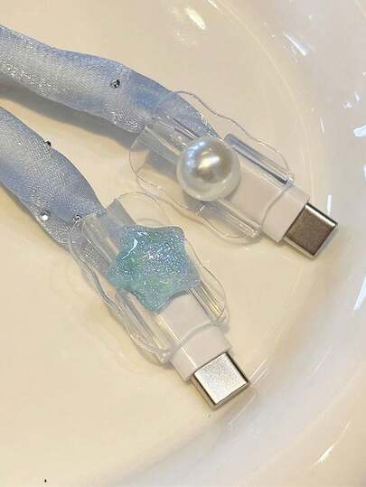 2 buc stele perle cablu de date capac protector compatibil cu cablul de încărcare telefon mobil Apple capac protector anti-rupere