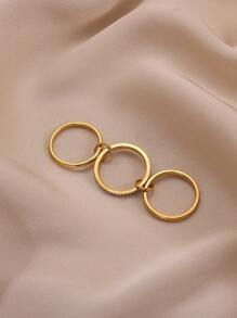 Golden Ring Unique Cool Three Fingers Zirconia Chain Shape Variable Hiphop Rings Stainless Steel Accessories Women Men Gifts - JZ9098 - View 6