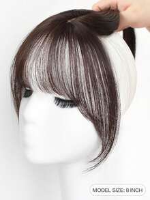 棕黑色夹式刘海接发假发合成假发细刘海发夹刘海带鬓角假发弧形刘海