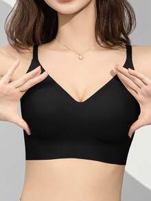 1/2/3/4/5Pcs Women's Push-Up Bra - High Support Wireless Comfort Fit With Removable Pads, Seamless Invisible Design & Adjustable Back Strap, Solid Color For Everyday & Special Occasions, Strapless Push Up Bra, Occasion Lingerie, Sleek Lingerie, Comfortable Fit, Flexible Material - 黑色 - 查看 6