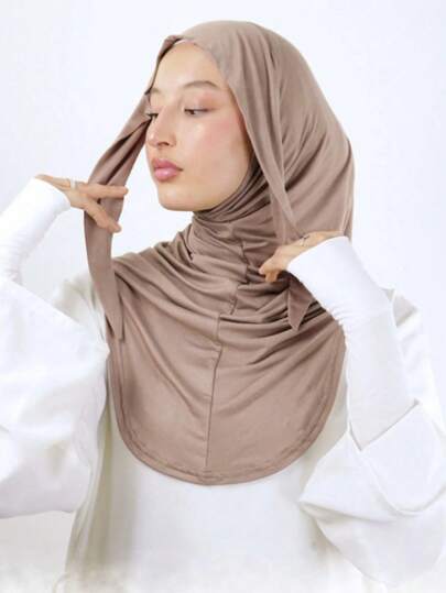 1顶女士纯色拉法帽，带抽绳和弹性头带，透气舒适，适合日常生活、运动、瑜伽、健身和日常时尚穿搭。