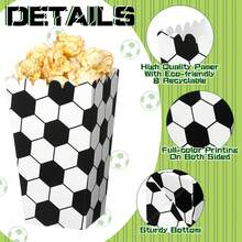 6pcs Black & White Football Pattern Food Boxes, Popcorn Containers For Events, Parties, Celebrations - Black and White - View 3