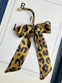 1 件简约豹纹蝴蝶结包饰/钥匙扣吊坠背包装饰猎豹印花蝴蝶结包钥匙扣