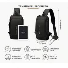 Mochila Cruzada Impermeable Y Antirrobo Mochila Antirrobo Unisex Con Puerto Usb Y Bloqueo Contraseña Mochila Multifuncional Actividades Al Aire Libre -Marrón - Marrón - Ver 4