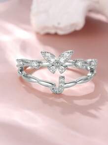 Tsnamer 1 件精致蝴蝶首字母戒指，适合女士 26 个字母 A-Z 个性化名字堆叠戒指珠宝生日圣诞礼物 - 戒指 - 查看 40