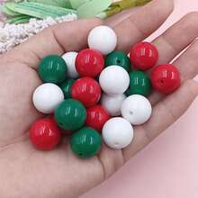 10-100Pcs Christmas Style 8-16mm Acrylic Round Loose Beads DIY Necklace Bracele Jewelry Making Material - 紅色/白色/綠色 - 查看 10