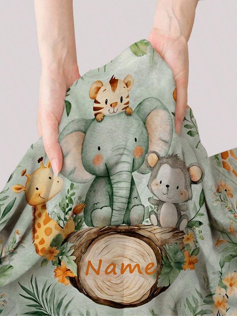 1 pezzo Coperta personalizzabile con motivi animali, 4 modelli disponibili, nome personalizzato, morbida e delicata sulla pelle, lavabile, carino personalizzato, unico, personalizzato, regalo ideale per famiglia, amici, adatto per divano, letto, sala da tè, camera da letto, soggiorno, sala da pranzo