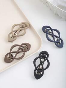 1 件简约椭圆形空心弹簧夹发夹，优雅日常百搭发髻发饰，爪夹，发夹，发夹 - 彩色 - 查看 2