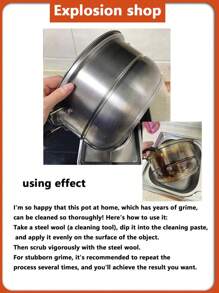 500g Magic Kitchen Cleaning Powder, Stainless Steel Cleaning Paste, Multi-Purpose Degreaser Suitable For Pots, Pans, Surfaces, Deep Cleaning For Vent Hoods, Stoves, Faucets And Stubborn Dirt, Kitchen Pot Bottom Cleaning Polish - Recommend 500g Size