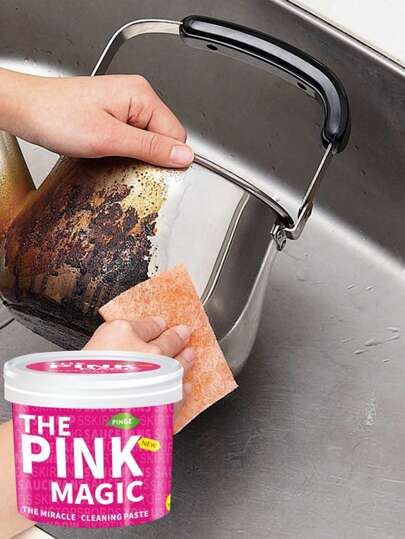 500g Polvo mágico de limpieza de cocina, pasta de limpieza para acero inoxidable, desengrasante multiusos apto para ollas, sartenes, superficies, limpieza profunda para campanas extractoras, estufas, grifos y suciedad resistente, pulimento para la parte inferior de los utensilios de cocina - Se recomienda el tamaño de 500g