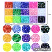 3mm/15000pcs 4mm/7500pcs 5mm/3750pcs Resin Rhinestones For Crafting, 15 Colors Flatback Gems For Phone Case, Bedazzling Flatback Crystal Rhinestones Diamonds For Clothes Accessories DIY