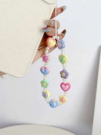 可爱马卡龙爱心手机相机挂绳 | 彩色亚克力蝴蝶结配饰 | Y2K 美学，适合旅行、上学和送礼 |