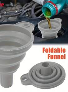 1pc Car Engine Oil Funnel, Car Universal Silicone Liquid Funnel, Foldable Portable Car Oil Change Funnel, Telescopic Long Neck Liquid Funnel